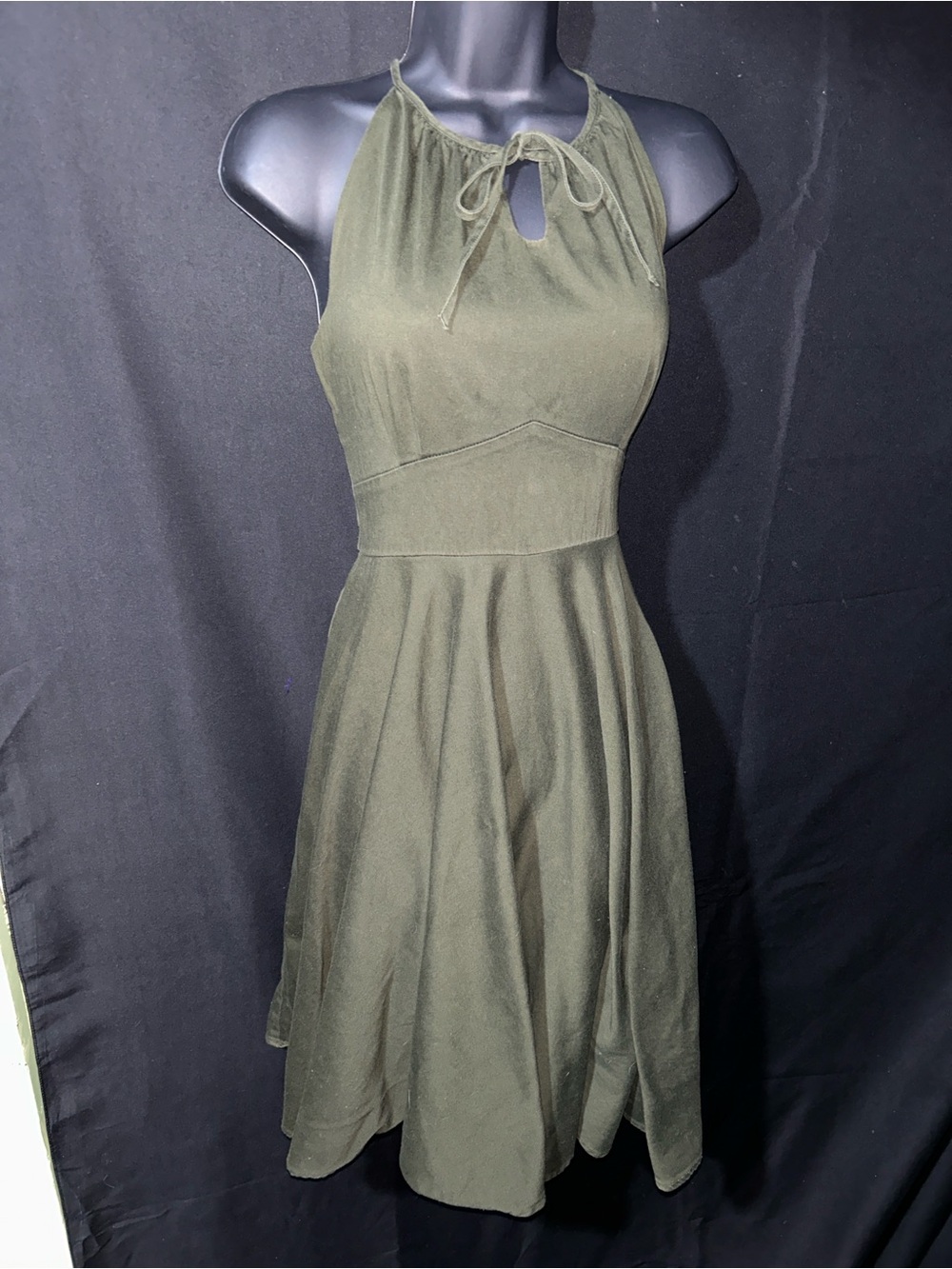 Lindy Bop Julianna Halter Fit-and-Flare Dress Olive Green